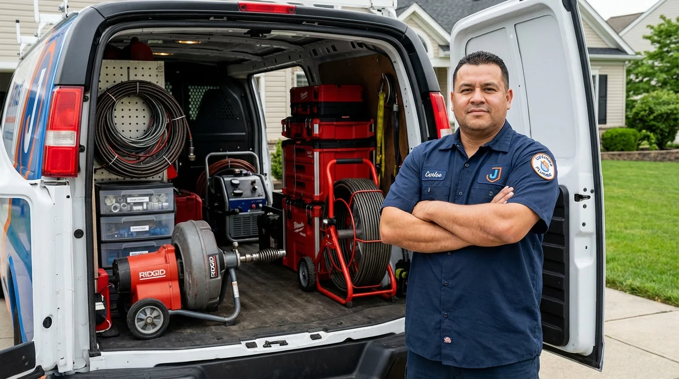 Professional drain cleaning equipment and Johns Plumbing LLC plumber in Starbuck